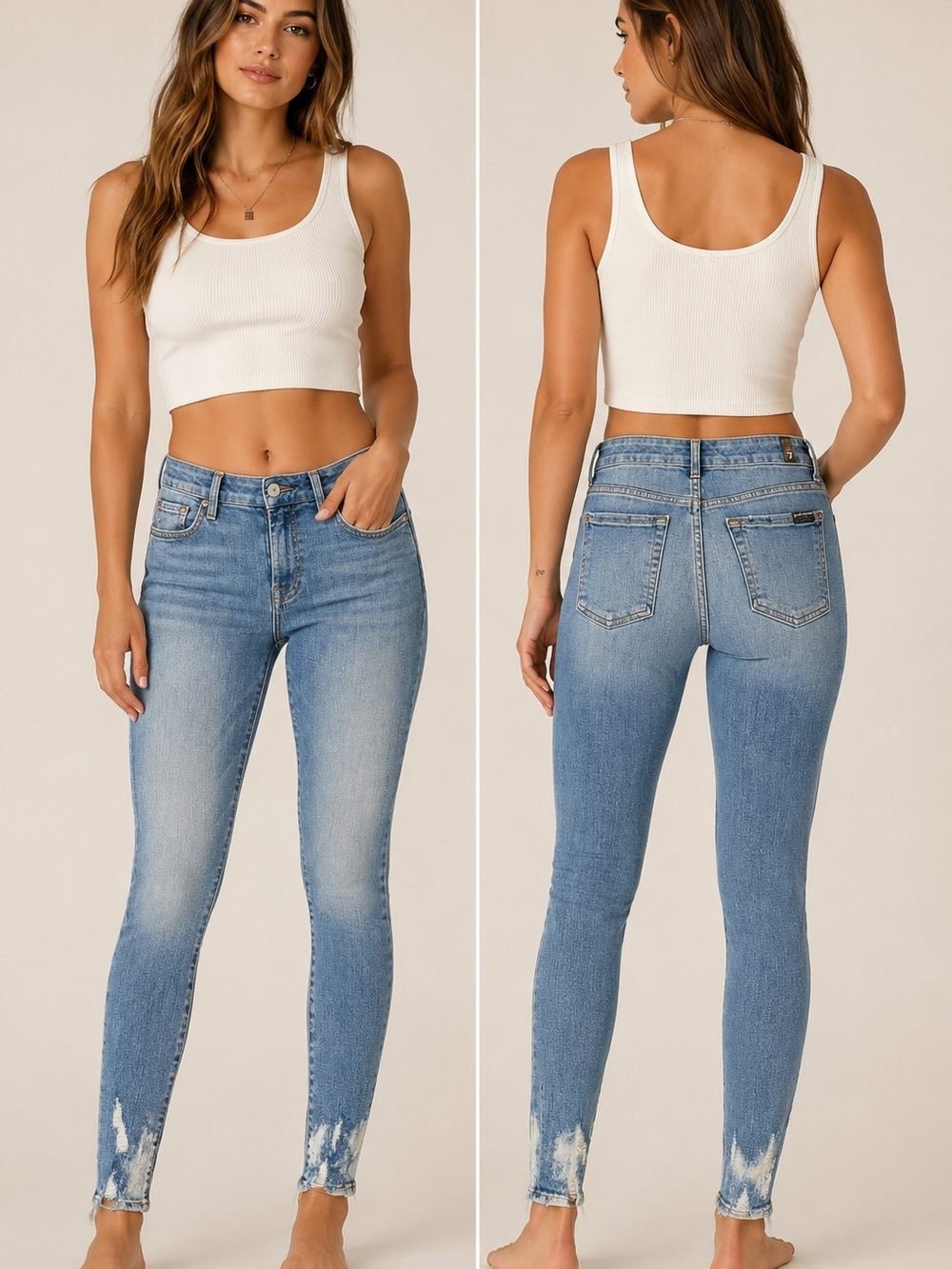 7 For All Mankind Ankle Skinny Distressed Jeans Size 28 Light Wash Stretch